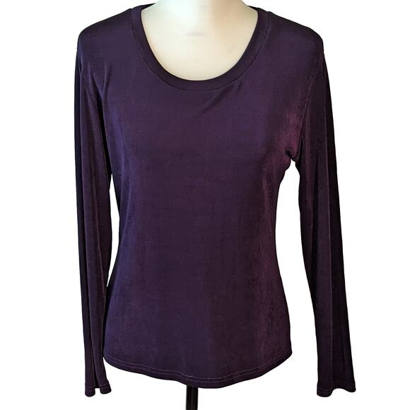Purple Unbranded Travel Polyester Knit Top LS B 38" Hips 37" has Lot Stretch. - Picture 1 of 7